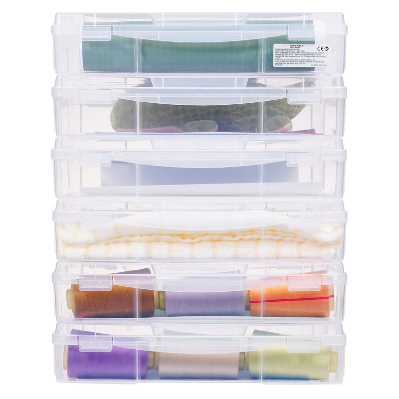 Scrapbook Paper Storage 6 Pack Stackable Plastic Board Game Boxes Clear Case