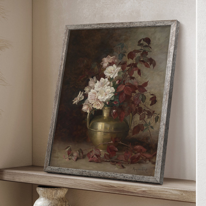 Impression florale vintage encadrée Cxxiii - bois massif, H 30 po x l 24 po