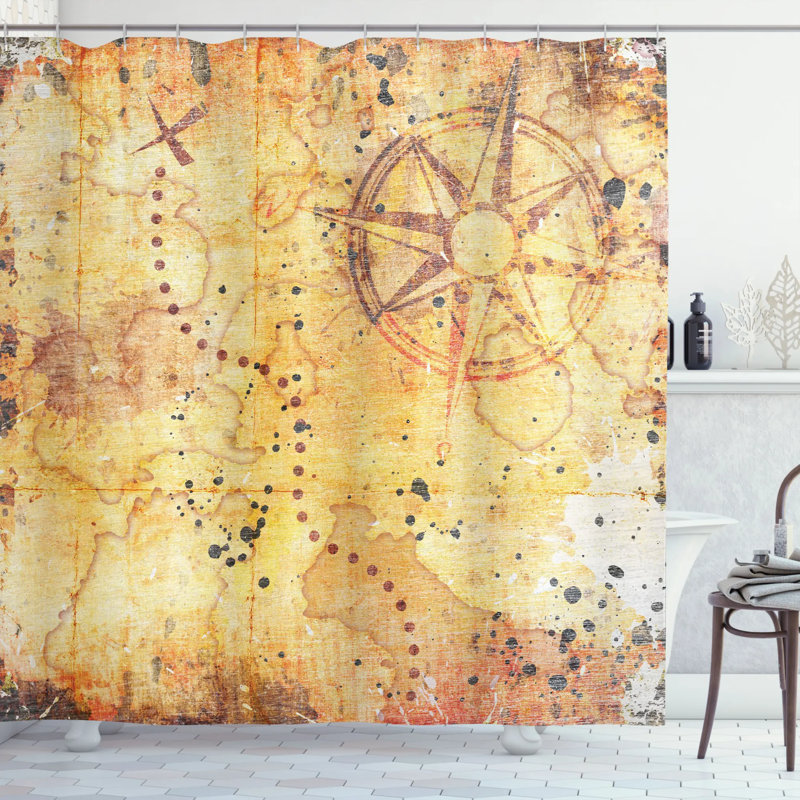 Rideau de douche simple antique map grunge Zofia, l 69 po x L 75 po