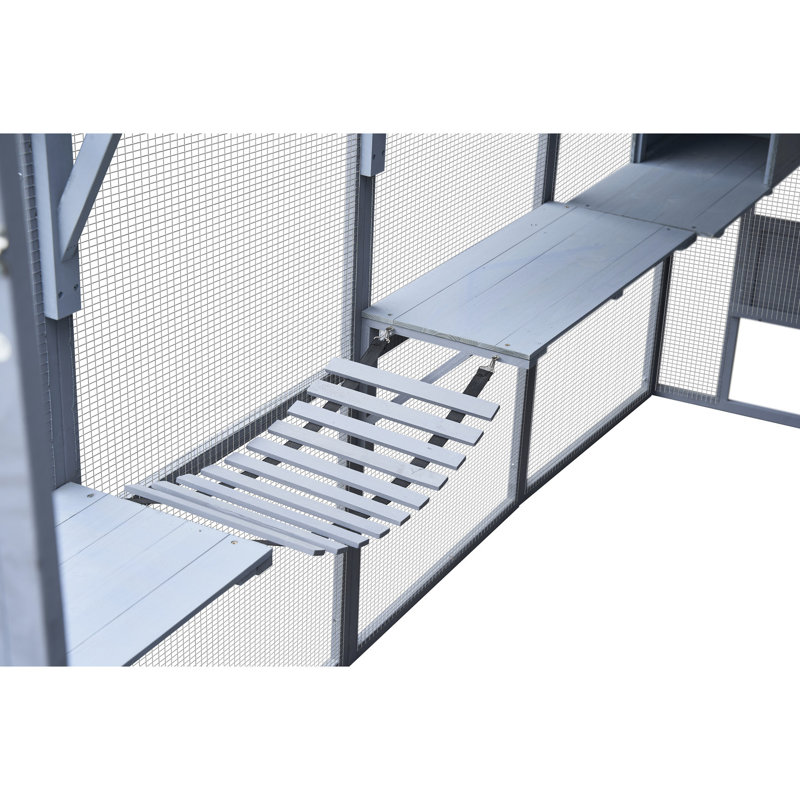 Enclos d'extérieur pour chat pour chat 110 "avec plateformes, plateforme imperméable - gris