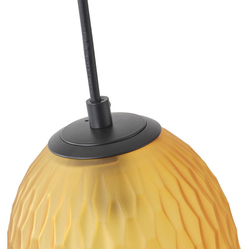 3-Light matte black glass spherical dimmable pendant lamp