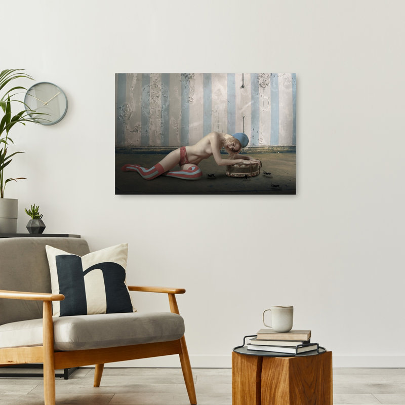 Curious Girl And Ants Rustic Surreal Contemporary Ant Wall Art Print by Christine Von Diepenbroek - Print