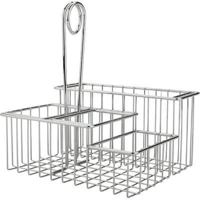 Ensemble de plats de service en métal chromés à 4 compartiments, 8 po x 7 po x 9 po, chrome