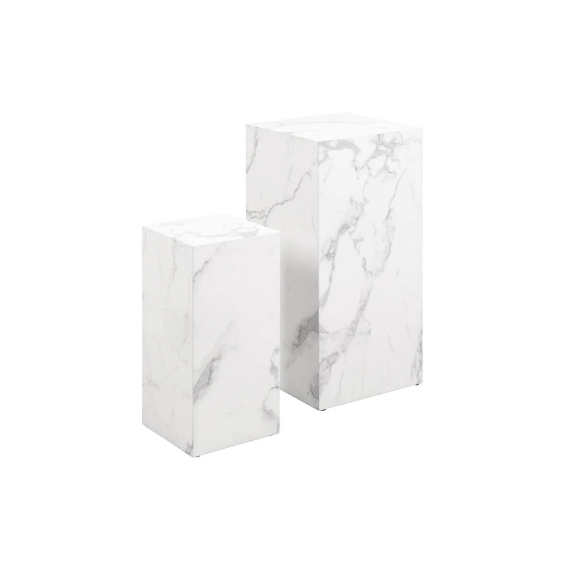 Daimian Block Side Table Set, White