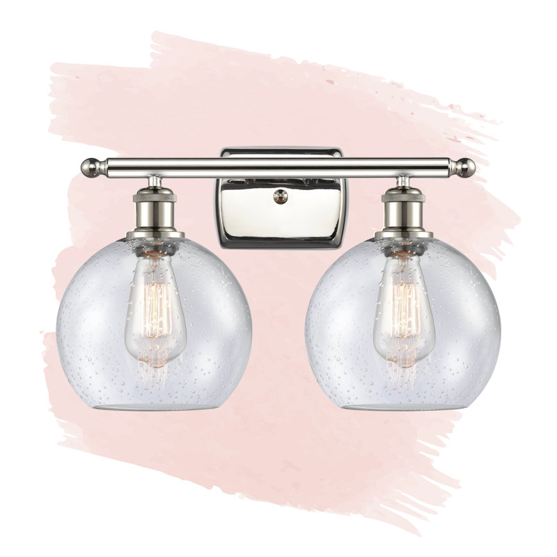 Éclairage de salle de bain à intensité variable à 2 lumières Baptista, Ampoule incandescente rétro 60 watts, Nickel poli