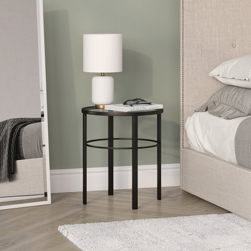 Glass Top End Table, Black
