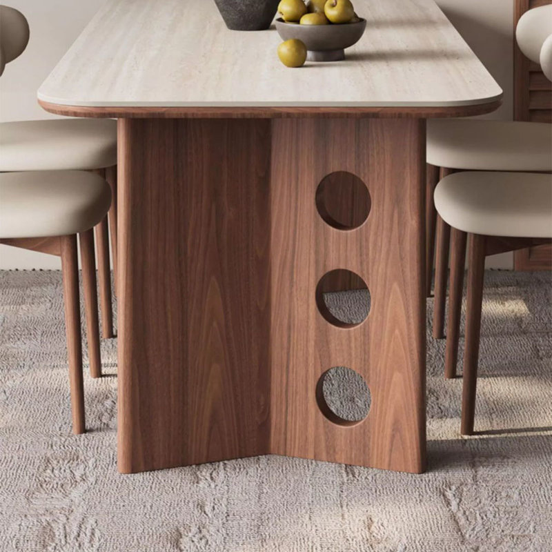 Mid-Century Modern Solid Wood Dining Table
