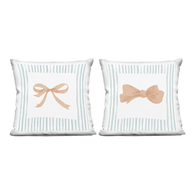 Ensemble de 2 coussins décoratifs à rayures et à rayures avec motif de nœuds par Patricia Pinto