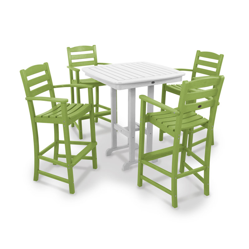 POLYWOOD La Casa Café 5-Piece Bar Set, Lime/White