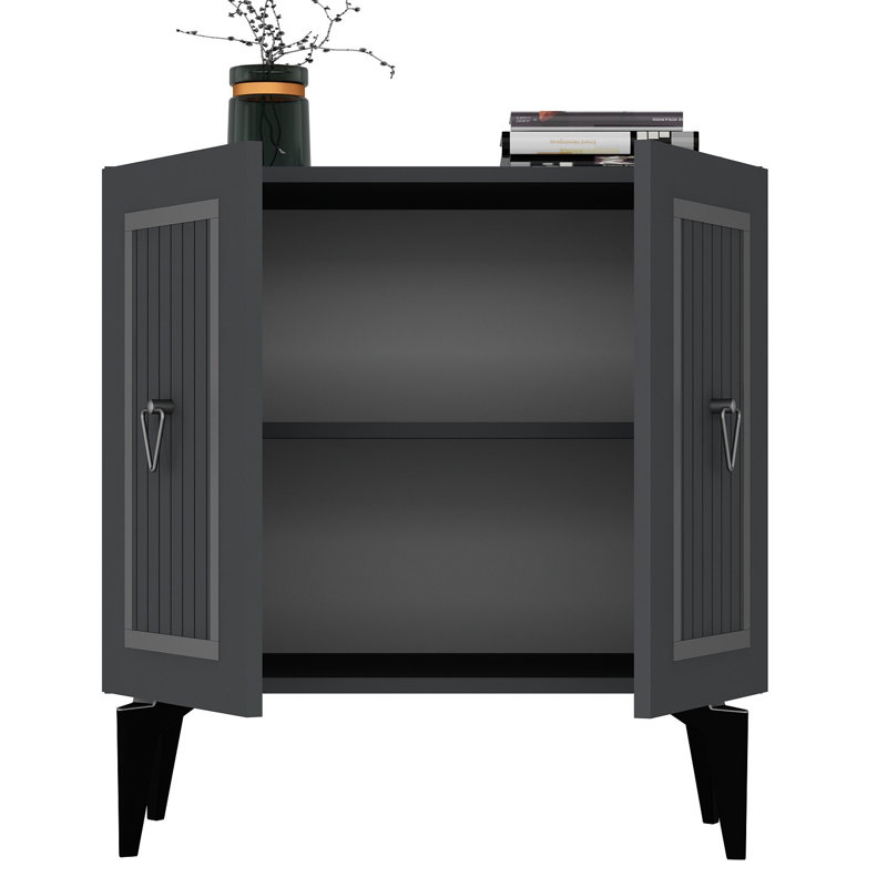 Elegant Console Table, Anthracite & Silver, 29.5 x 31.1 x 15.7 inches | 100% Melamine Coated Particle Board, Thickness: 0.7 inches | Sturdy Design with 19-inch Leg Height, Perfect for Modern Home Decor & Entryways