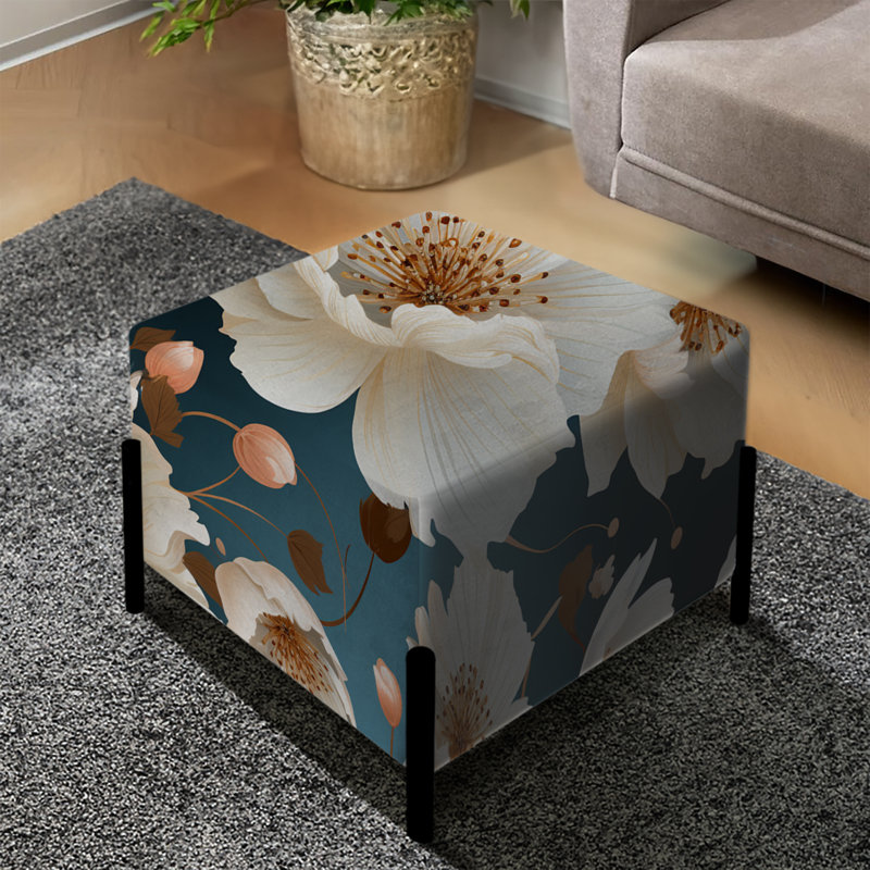 Mystic White Floral Splendor - Repose-pieds carré floral