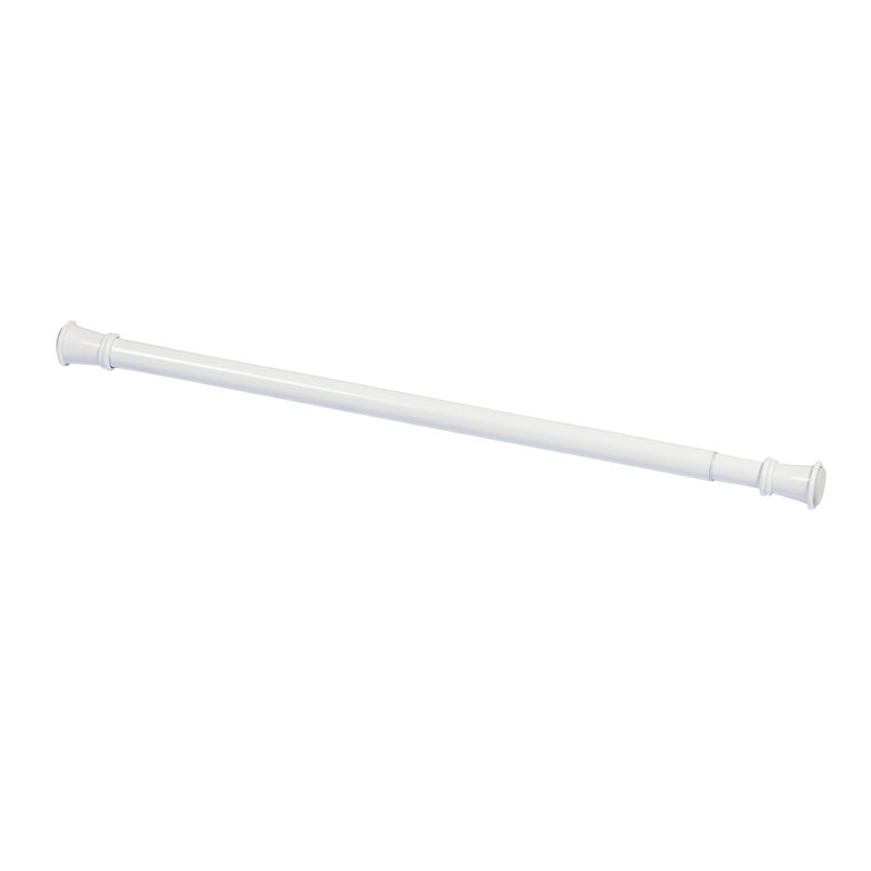 Adjustable White Steel Tension Shower Rod, 26" to 76"