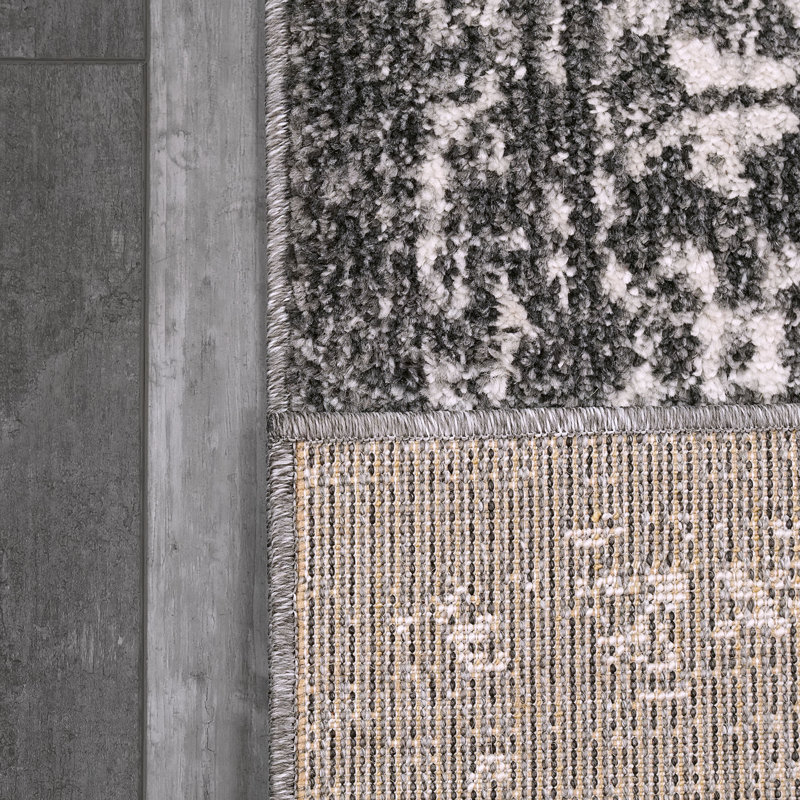 Tapis oriental gris foncé / ivoire, Tapis de couloir 2,2 pi x 11 pi
