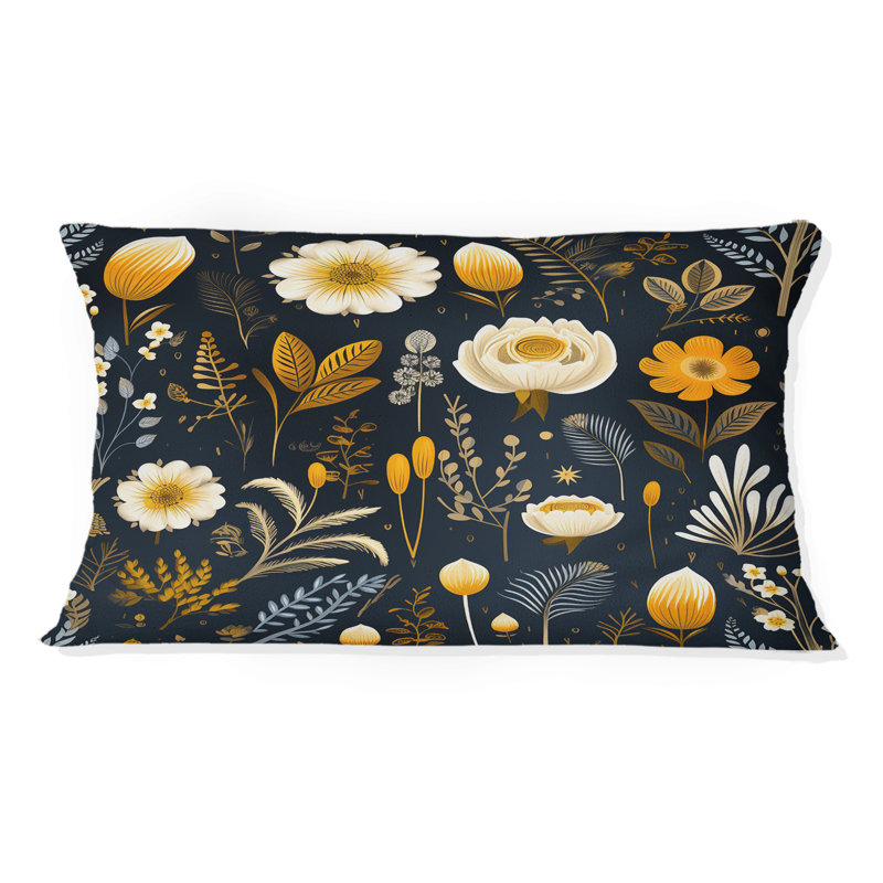 Élégant charme de campagne jaune - coussin à imprimé floral
