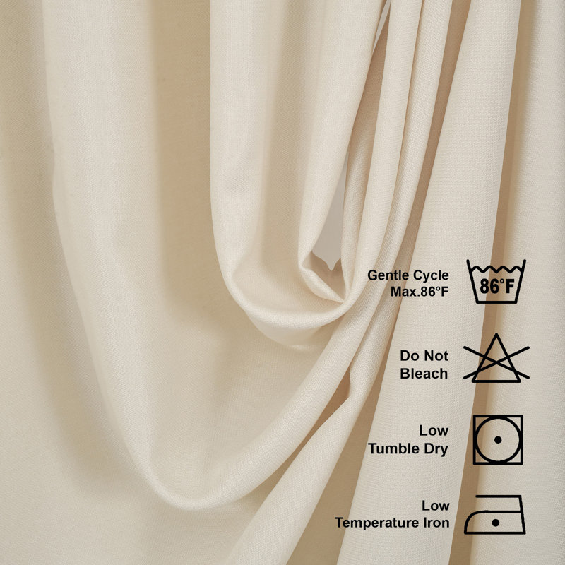 Polyester Semi Sheer Curtain Pair, 52" W x 108" L, Ecru