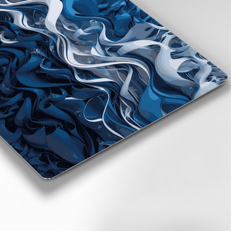 Art numérique mural abstrait en métal bleu 51, H 14 po x l 11 po