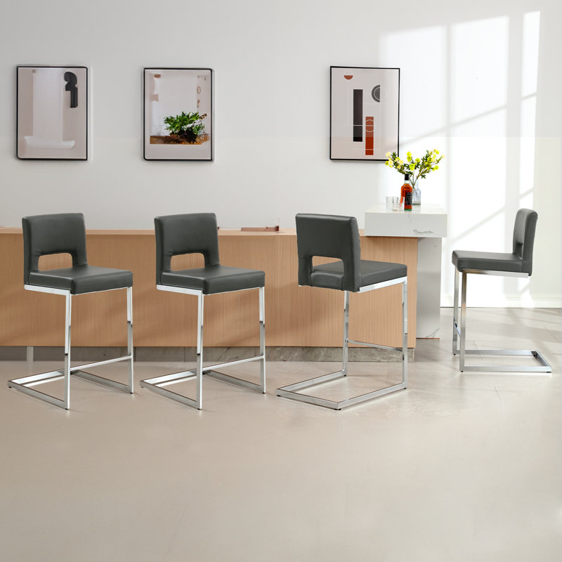 Tabouret de comptoir rembourré 26 po Daco, Gris, 3