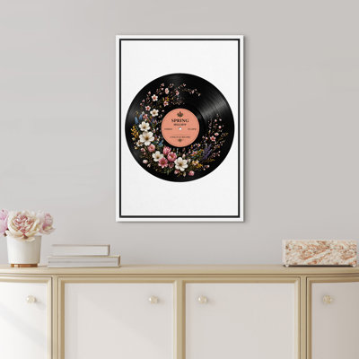 «Spring Melody», disque vinyle avec décoration florale, impression sur toile