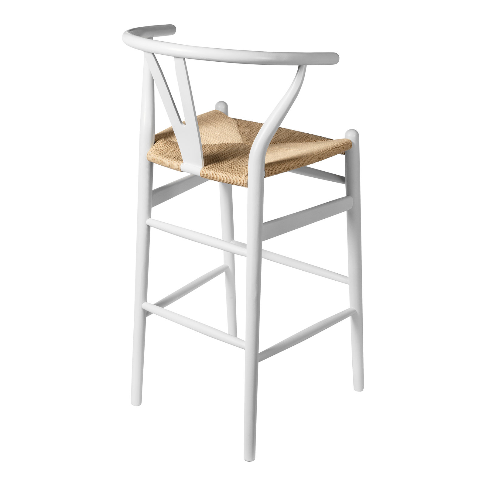 Etta 30" Bar Stool, White/Natural, Bar Stool (30" Seat Height)