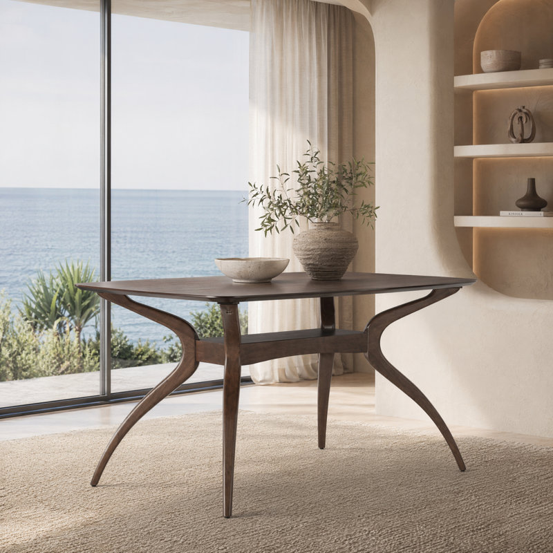 Aria Sculpted Wood Dining Table, Walnut