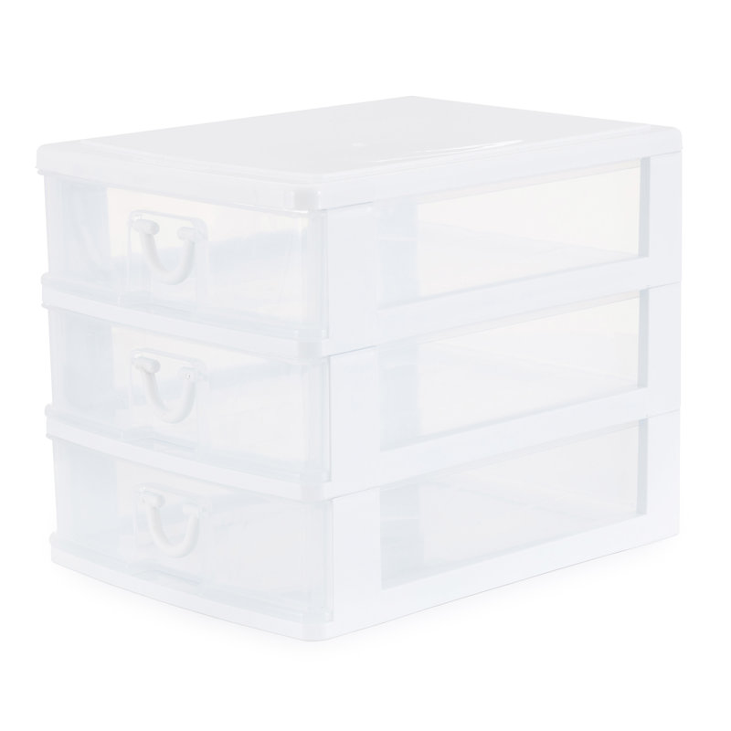 Mini bureau 3 tiroirs et rangement de bureau avec finition blanche Grace Living