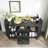 Black Sideboard Buffet Cabinet - 2 Sliding Tambour Doors, 3 Drawers, Adjustable Shelves, Storage Cabinet for Living Room-350310425