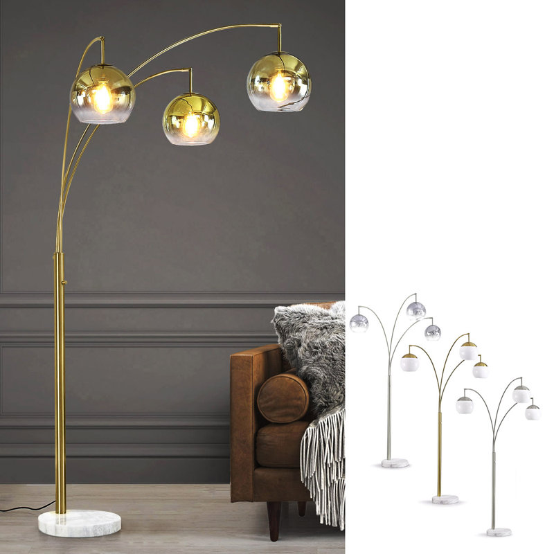 Eddo 84'' Arched Floor Lamp, Gold, Brushed Brass