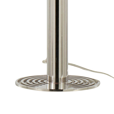 29" Contemporary Metal Table Lamp In Polished Nickel And White Linen Shade From Grandview Gallery By Lumisource