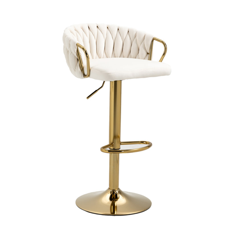 Christal Cerelly Height Adjustable Swivel Bar Stool, Ivory