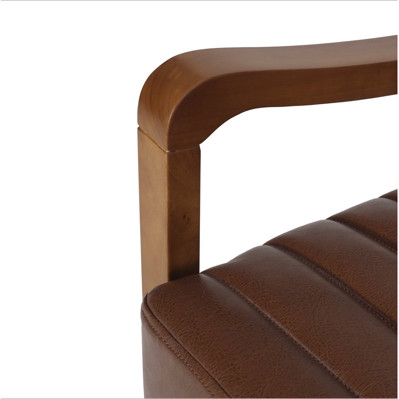 Fauteuil club inclinable manuel en similicuir et bois