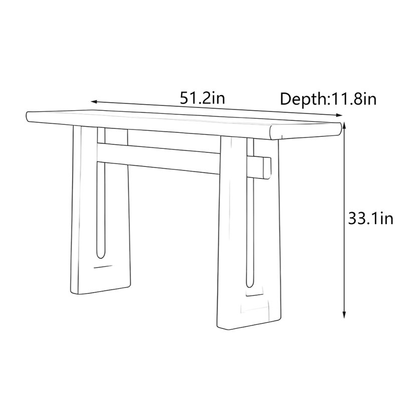 Mid-Century Modern Solid  Wood Console Table, 33.1" H x 51.2" W x 11.8" D