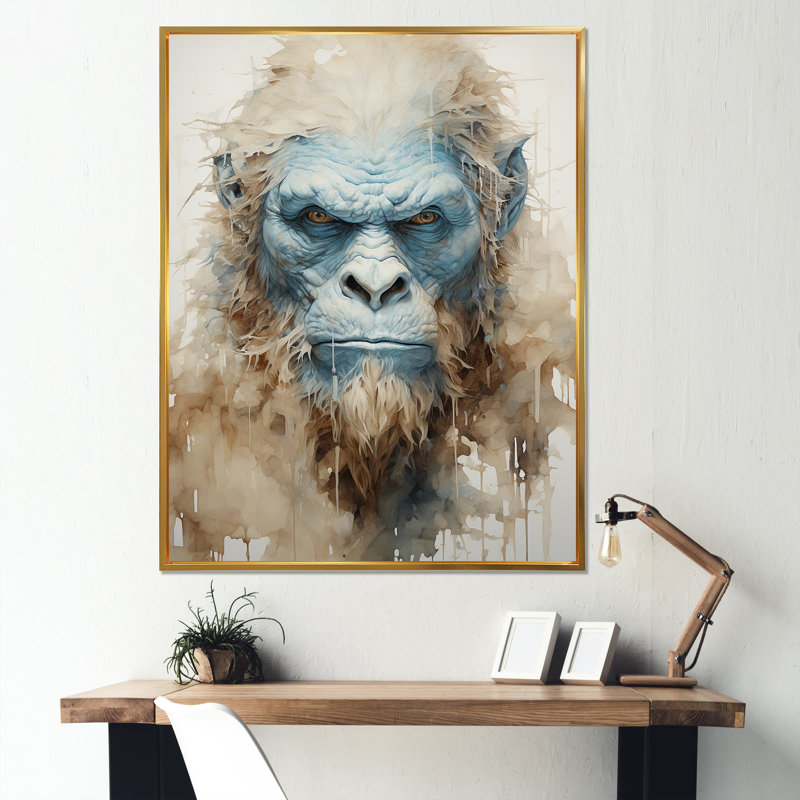 " Bigfoot Portrait ", Gold Floater Framed, 32" H x 24" W x 1" D