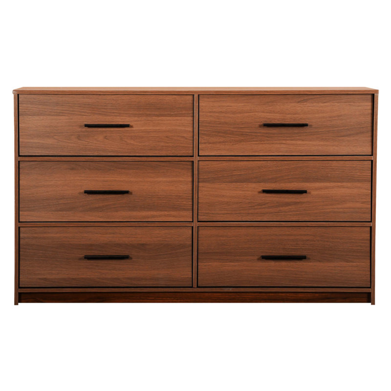 6-Drawer Dresser With Large Fabric Drawers, Walnut, Walnut