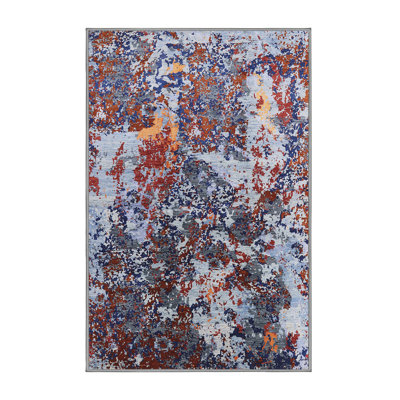 Tapis rouge / bleu / gris