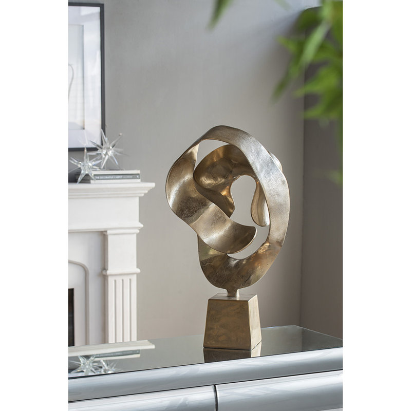 16.5x6x24.5" Baldwin Abstract Figurines & Sculptures, Bright Gold, 24.6'' H X 6.1'' W X 16.7'' D