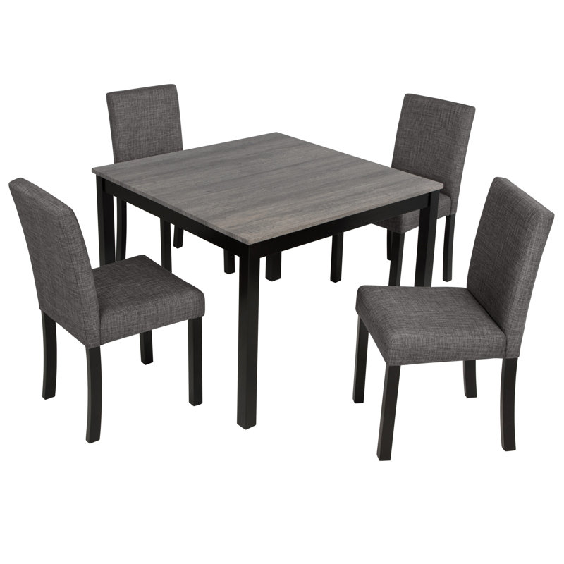 5-Piece Wooden Dining Table Set With 4 Chairs For Dining Room