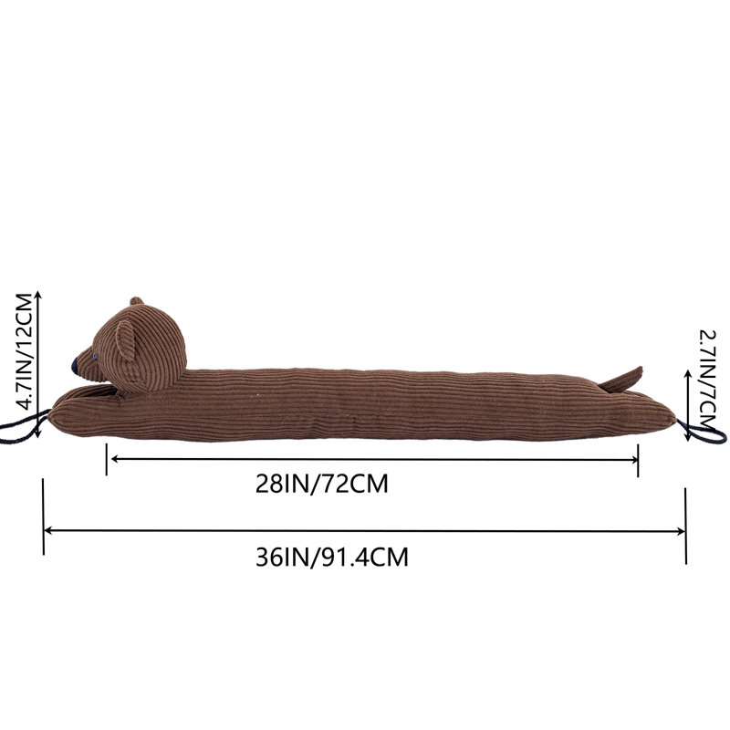 Heavy Duty Door Draft Stopper, 7" H x 4" W x 36" D, Brown Bear