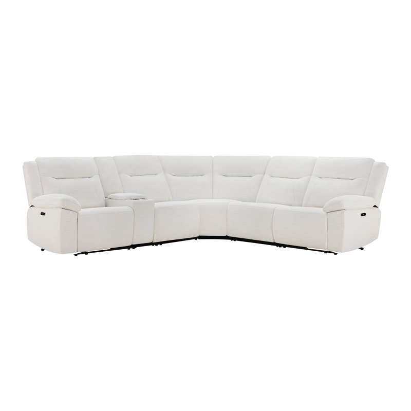Canapé modulaire inclinable électrique en velours avec ports USB Jagger , Mélange de polyester ivoire