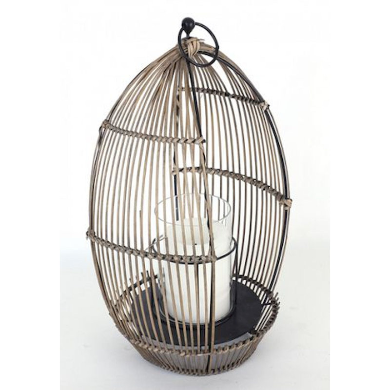 Lanterne de table en rotin, H 17 po x l 12,2 po x P 9,5 po