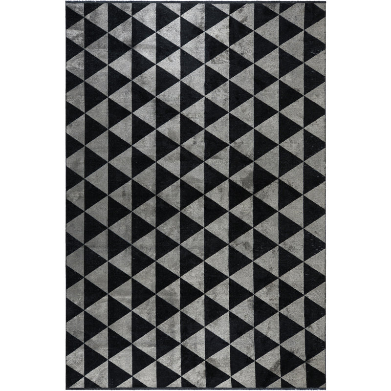 Tapis gris / noir Rapture Contemporary Grandeur, Rectangle 7 pi 10 po x 11 pi 2 po
