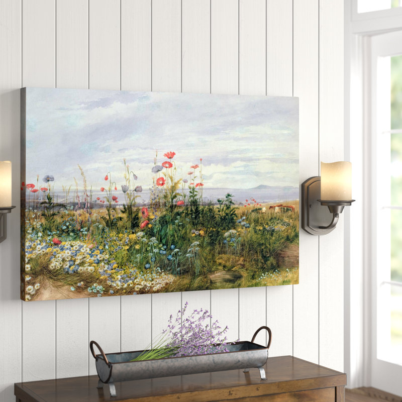 « Wildflowers with a View of Dublin Dunleary » par Mark Adlington, art mural pittoresque mettant en scène des fleurs, Irlande