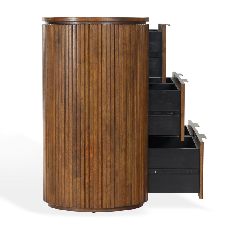 Commode cannelée à 6 tiroirs, Chêne moyen