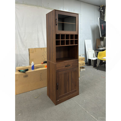 Armoire de cuisine avec armoire de rangement multi-fonctionnelle à plusieurs niveaux, armoire de ferme avec portes en verre, organisateurs de garde-manger pour la cuisine, armoire de bar, salle à manger