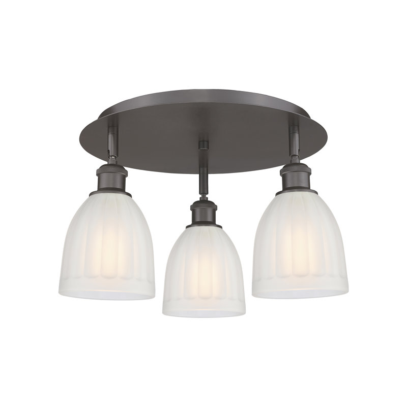 Bianey Glass Flush Mount, White, Oil Rubbed Bronze