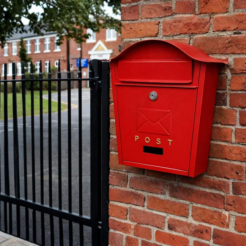 Iron Wall Mounted Post Box, Red