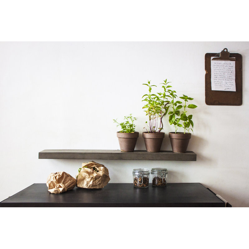 Large Rectangular Glossy Concrete Floating Shelf