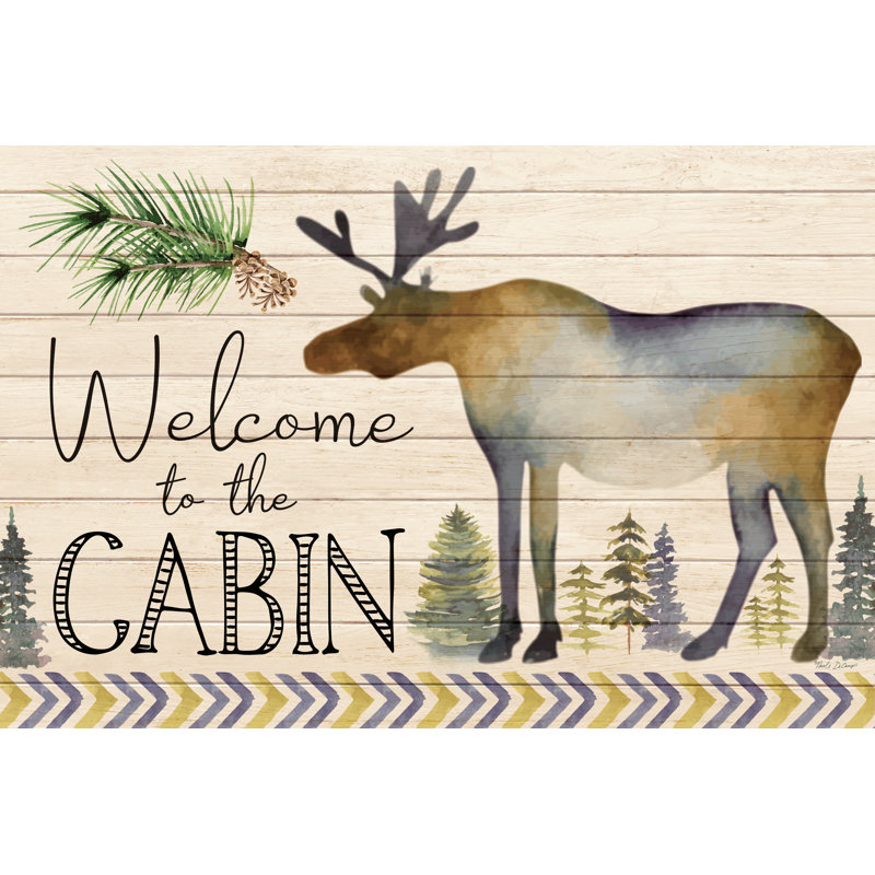 Welcome to the Cabin par Nicole DeCamp, H 12 po x l 18 po, Cadre doré simple