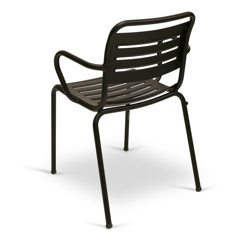 Ace Modern Aluminum Arm Chair – Stackable Outdoor Dining Chair, Black