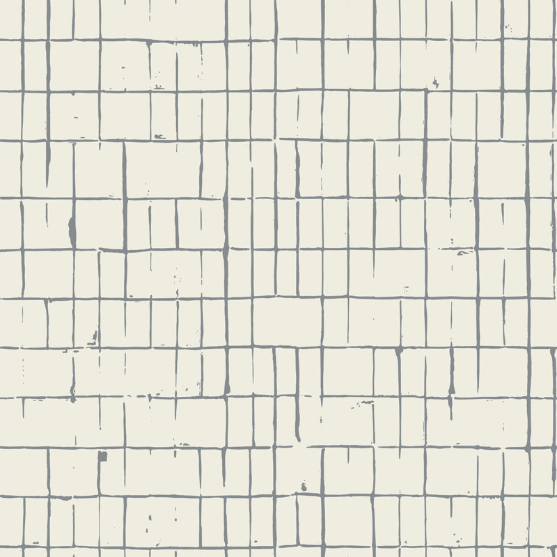 Fractured Grid - Blue Cream Wallpaper, Blue, Non-pasted