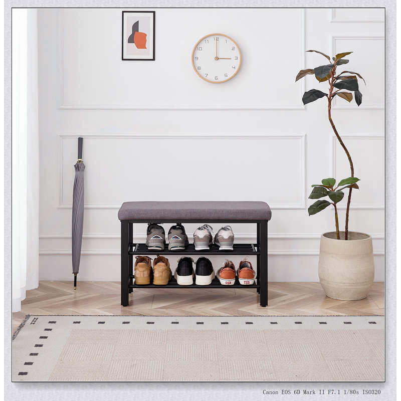 Banc à chaussures moderne avec rangement et coussin pour l'espace, idéal pour le salon, la chambre à coucher et le couloir